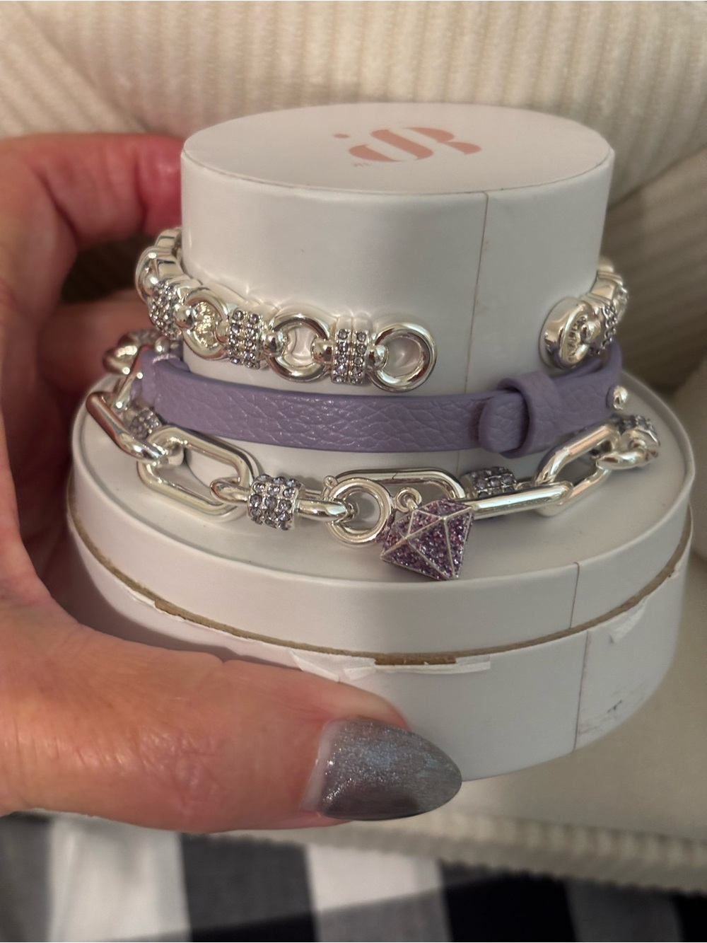 Lavender Multi-Layer Crystal & Leather Bracelet Set